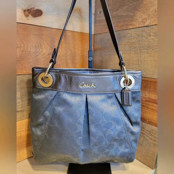 Coach Ashley Medium Jacquard Fabric Signature "C" Charcoal Crossbody Bag - Picture 5 of 16